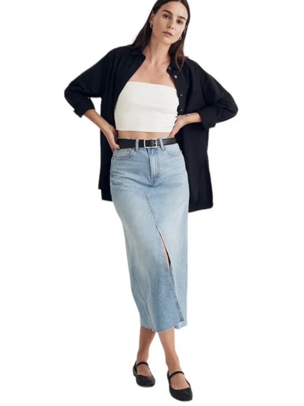 Madewell Denim Slit Midi skirt Size 27
